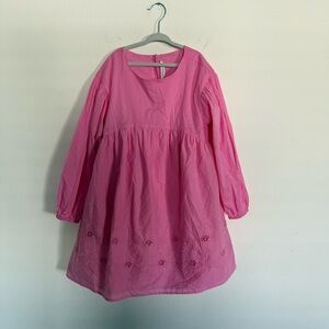 Girls Janie And Jack Pink Embroidered Dress Size 8 Long Sleeve
